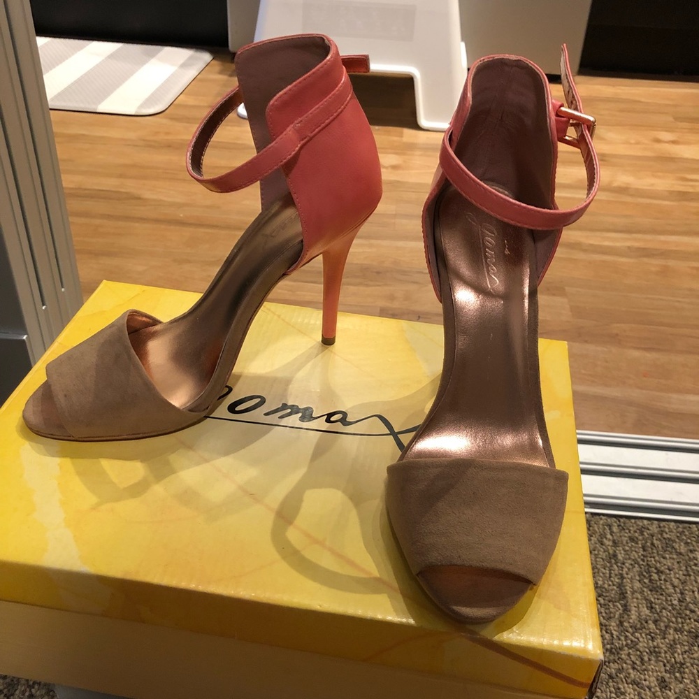 Gomax Peach and Nude Suede Heel - Calantha
